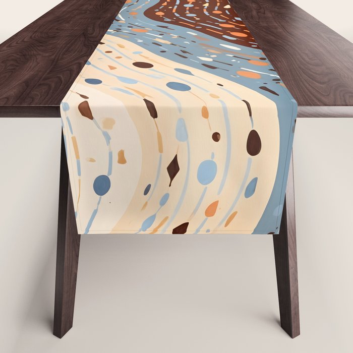 The Little Things Always_Abstract Line Art Drawing_Eclectic Bohemian Pattern Texture Shapes Table Runner Gallery Image 1
