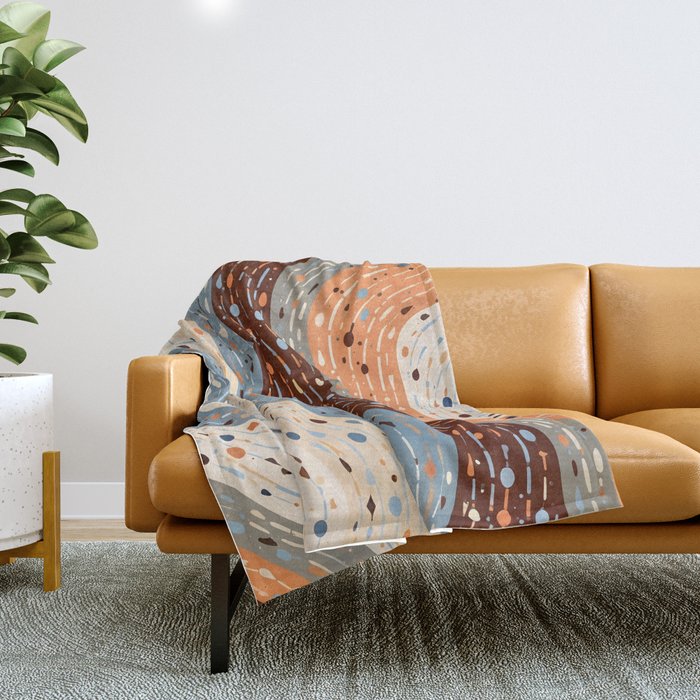 The Little Things Always_Abstract Line Art Drawing_Eclectic Bohemian Pattern Texture Shapes Throw Blanket Gallery Image 1