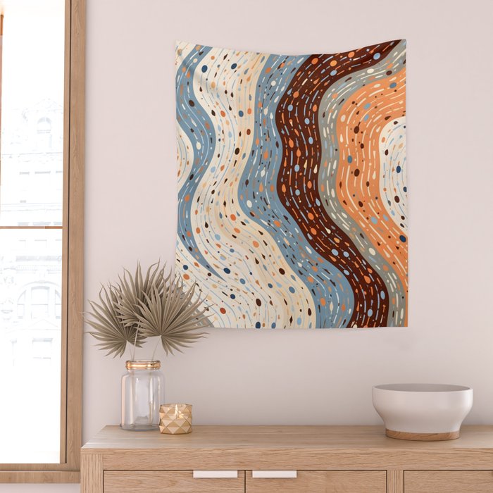 The Little Things Always_Abstract Line Art Drawing_Eclectic Bohemian Pattern Texture Shapes Wall Tapestry Gallery Image 2