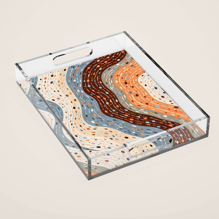 The Little Things Always_Abstract Line Art Drawing_Eclectic Bohemian Pattern Texture Shapes Acrylic Tray Gallery Image 1