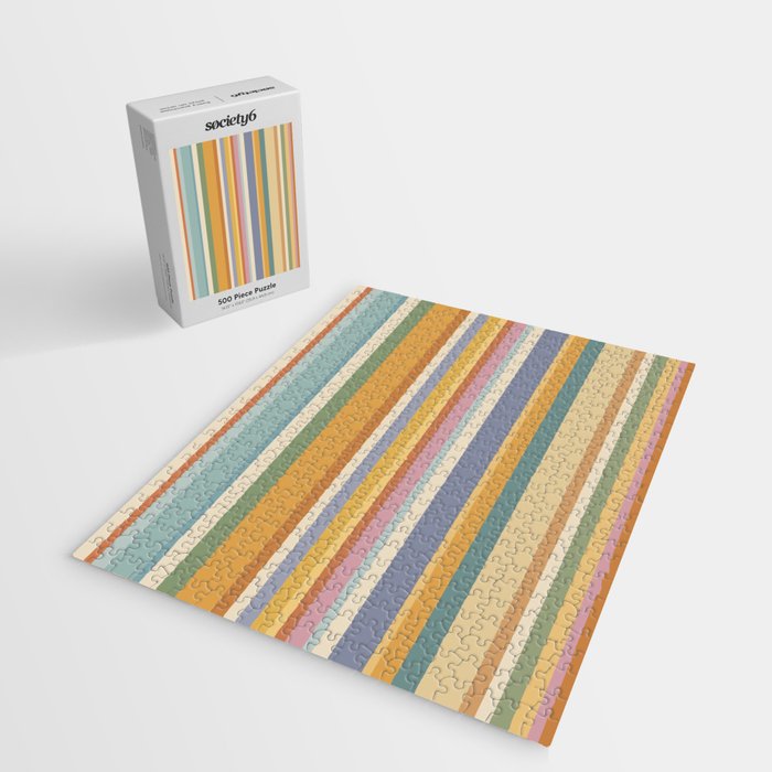 Classic Stripes VI - Vintage Pastel Jigsaw Puzzle Gallery Image 2