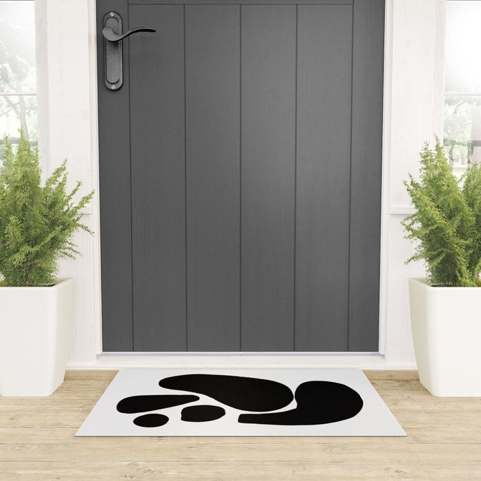 Footprints In Ink White Background Welcome Mat Gallery Image 3