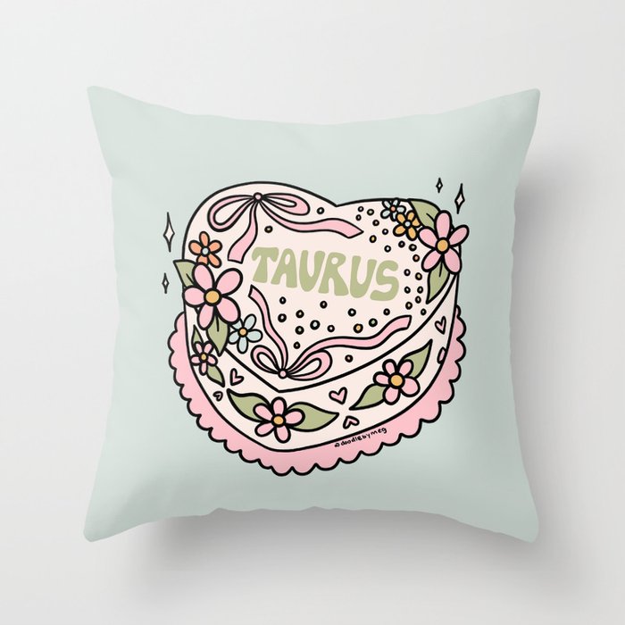 Taurus Heart Cake Throw Pillow Gallery Image 6