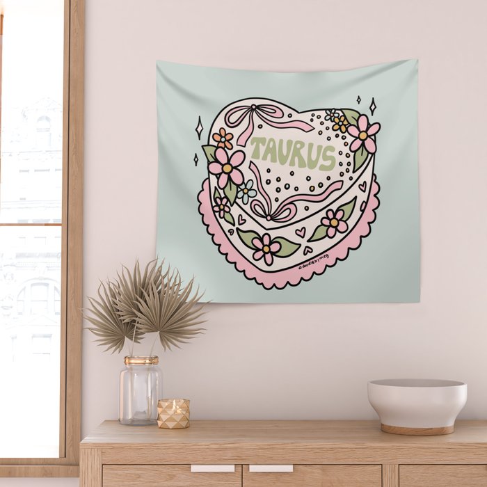 Taurus Heart Cake Wall Tapestry Gallery Image 2