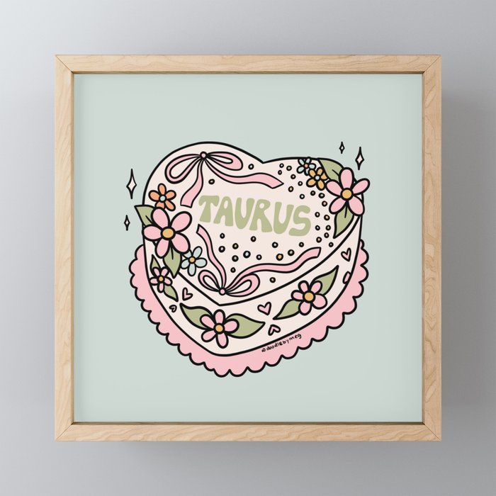 Taurus Heart Cake Mini Art Print Gallery Image 1