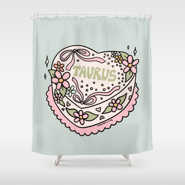 Taurus Heart Cake Shower Curtain Gallery Image 1