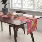 HORSES and Forest Plants on the Raspberry Pink Background  Table Runner Gallery Image 2