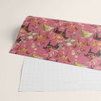 HORSES and Forest Plants on the Raspberry Pink Background  Wrapping Paper Gallery Image 2