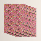HORSES and Forest Plants on the Raspberry Pink Background  Wrapping Paper Gallery Image 3