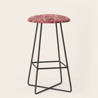 HORSES and Forest Plants on the Raspberry Pink Background  Stool Gallery Image 1