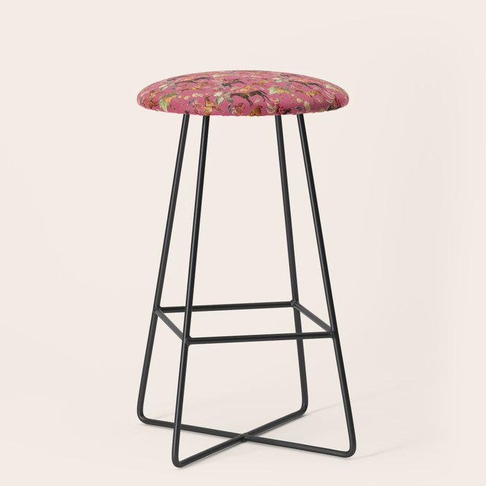 HORSES and Forest Plants on the Raspberry Pink Background  Stool Gallery Image 1