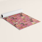 HORSES and Forest Plants on the Raspberry Pink Background  Yoga Mat Gallery Image 2