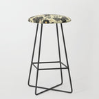 Gray, Black, Cream, Yellow & Red Sophisticated Floral Pattern Stool Gallery Image 1