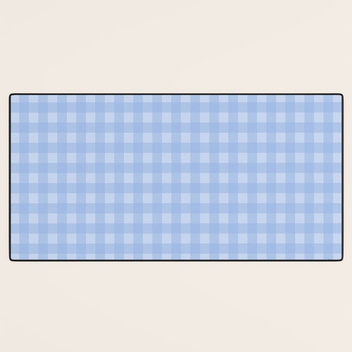 Gingham Check Pattern in Pastel Powder Blue Desk Mat Gallery Image 3