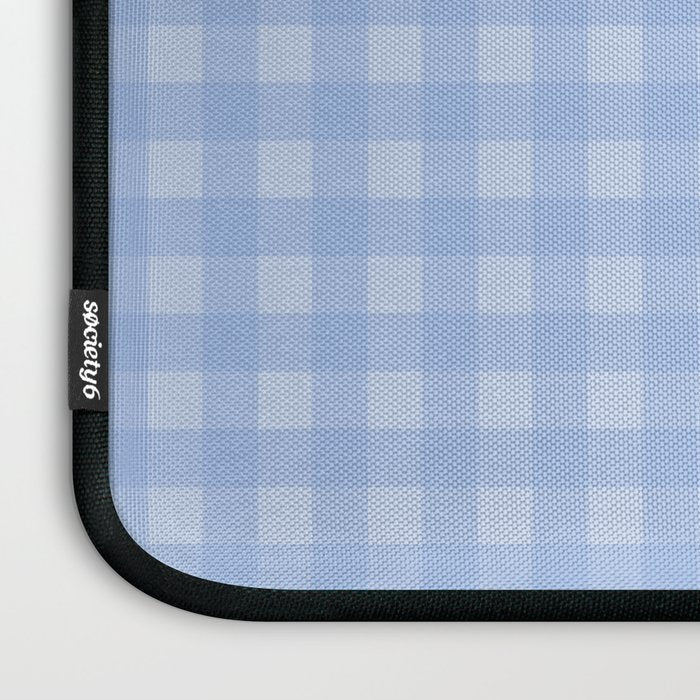 Gingham Check Pattern in Pastel Powder Blue Laptop Sleeve Gallery Image 3