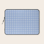 Gingham Check Pattern in Pastel Powder Blue Laptop Sleeve Gallery Image 1