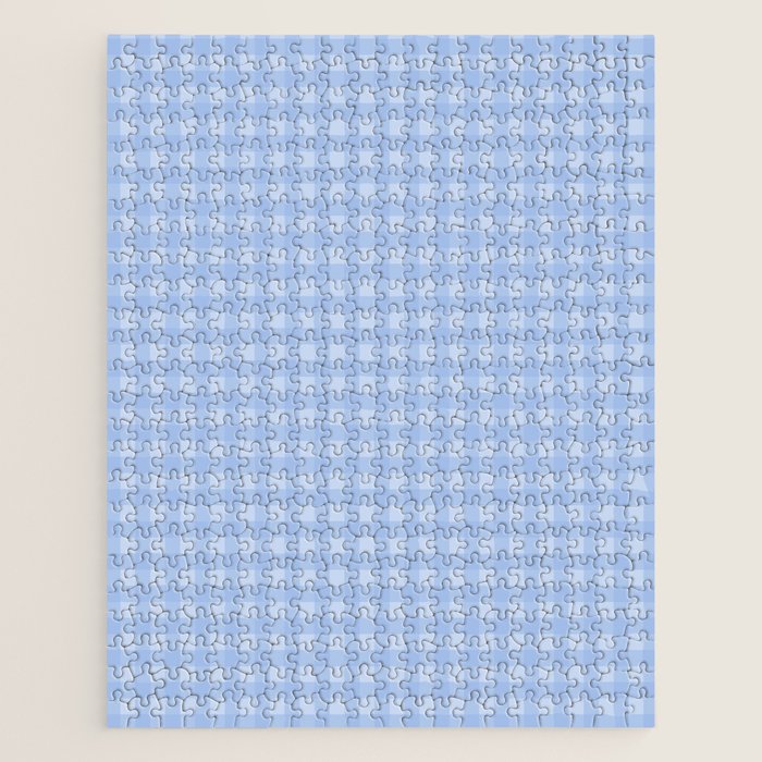 Gingham Check Pattern in Pastel Powder Blue Jigsaw Puzzle Gallery Image 1