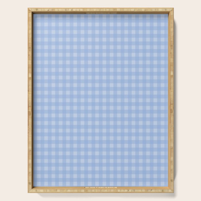 Gingham Check Pattern in Pastel Powder Blue Serving Tray Gallery Image 1