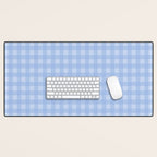 Gingham Check Pattern in Pastel Powder Blue Desk Mat Gallery Image 1