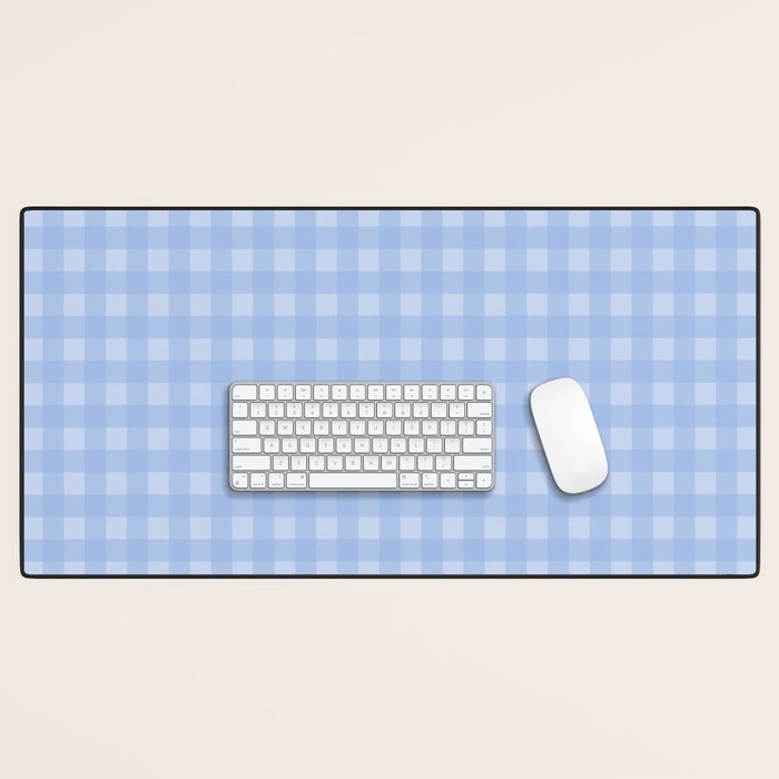 Gingham Check Pattern in Pastel Powder Blue Desk Mat Gallery Image 1