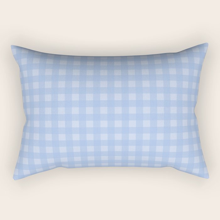 Gingham Check Pattern in Pastel Powder Blue Rectangular Pillow Gallery Image 2