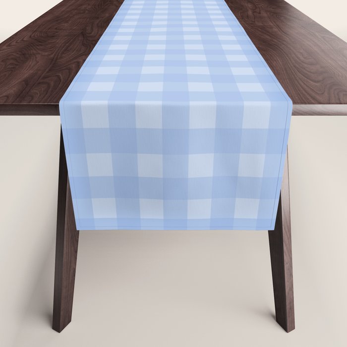 Gingham Check Pattern in Pastel Powder Blue Table Runner Gallery Image 1