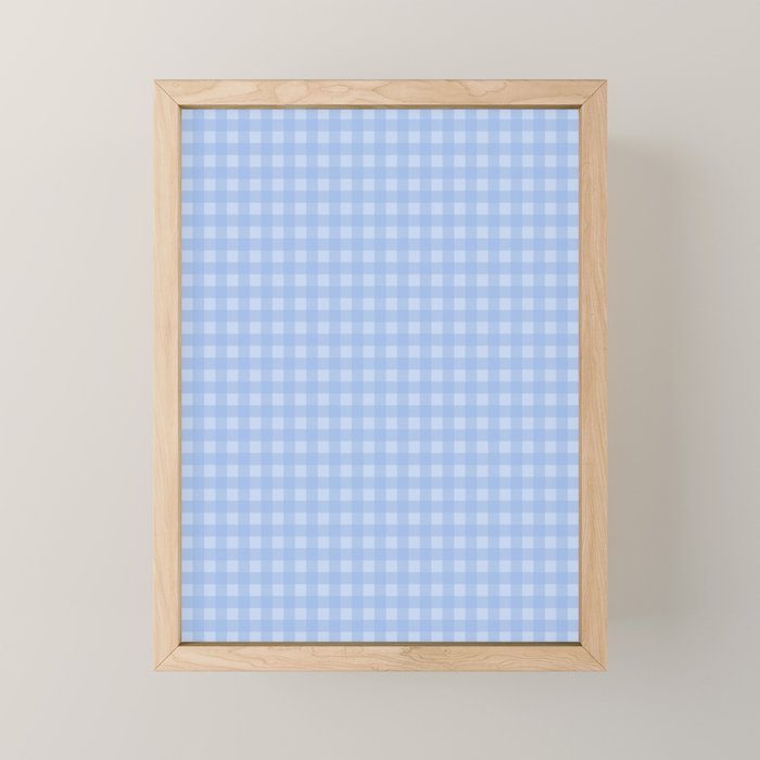 Gingham Check Pattern in Pastel Powder Blue Mini Art Print Gallery Image 1