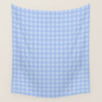 Gingham Check Pattern in Pastel Powder Blue Wall Tapestry Gallery Image 4