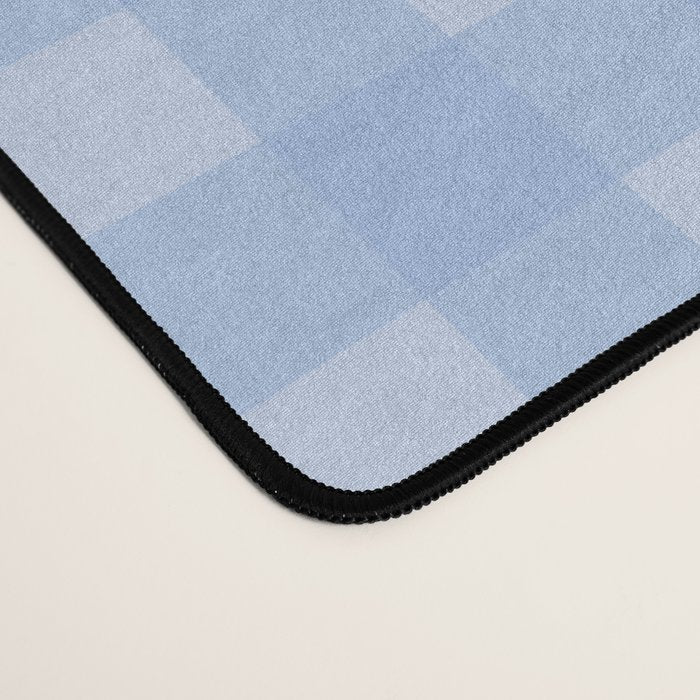 Gingham Check Pattern in Pastel Powder Blue Desk Mat Gallery Image 4