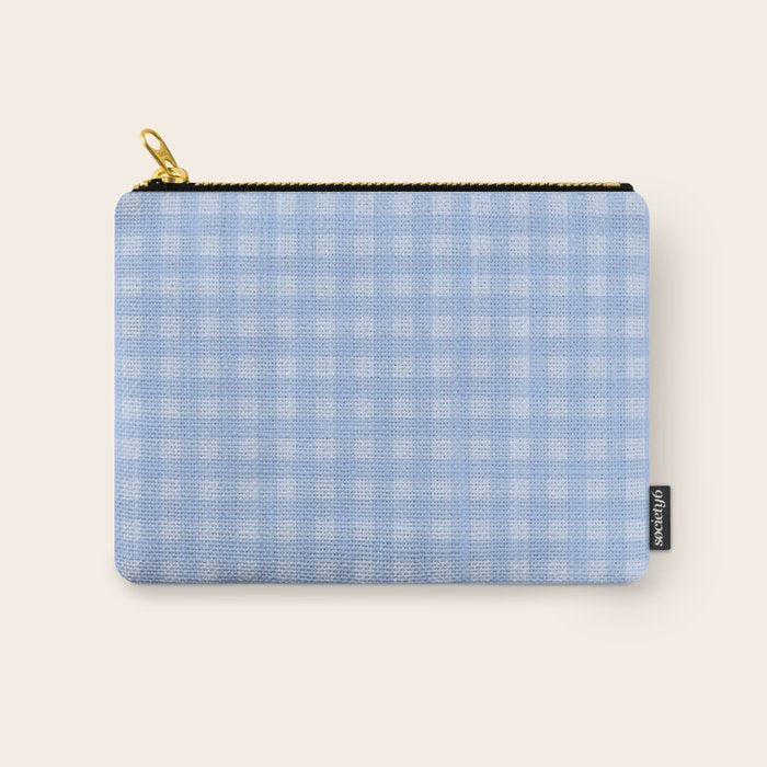 Gingham Check Pattern in Pastel Powder Blue Carry All Pouch Gallery Image 1