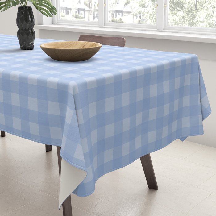 Gingham Check Pattern in Pastel Powder Blue Tablecloth Gallery Image 3