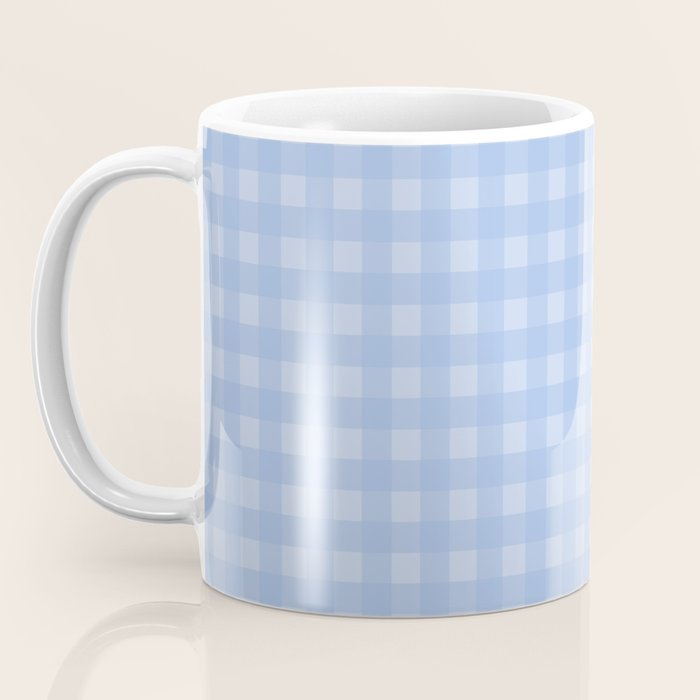 Gingham Check Pattern in Pastel Powder Blue Coffee Mug Gallery Image 3