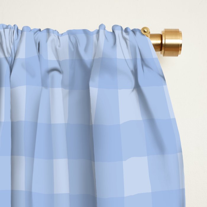 Gingham Check Pattern in Pastel Powder Blue Window Curtain Gallery Image 2