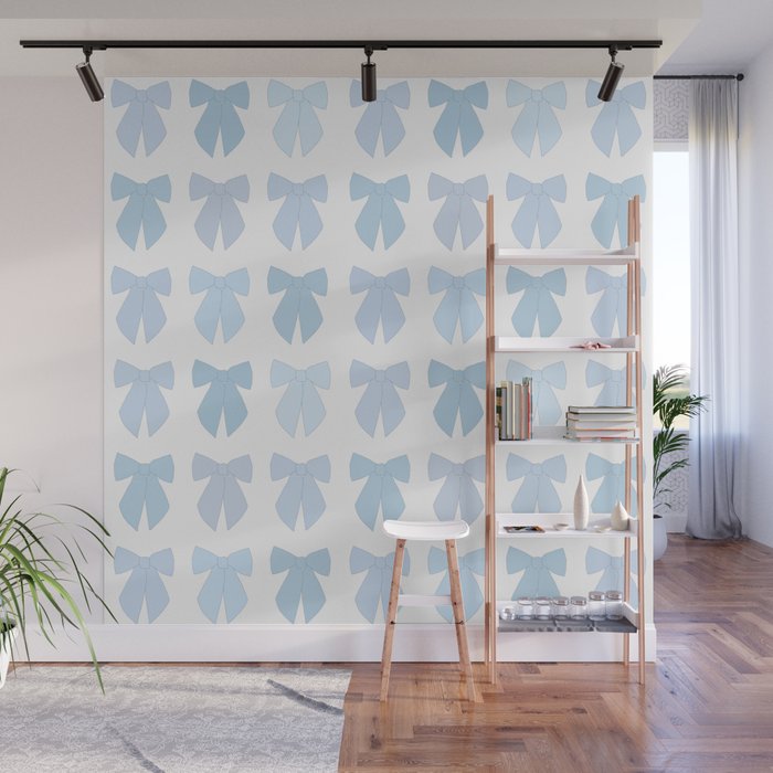 Blue Bows Preppy Coquette Wall Mural Gallery Image 1