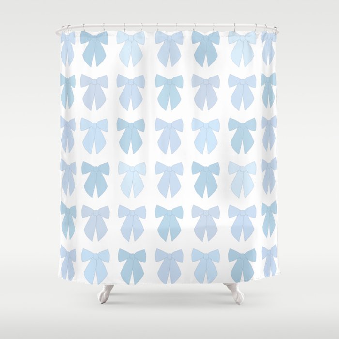 Blue Bows Preppy Coquette Shower Curtain Gallery Image 1