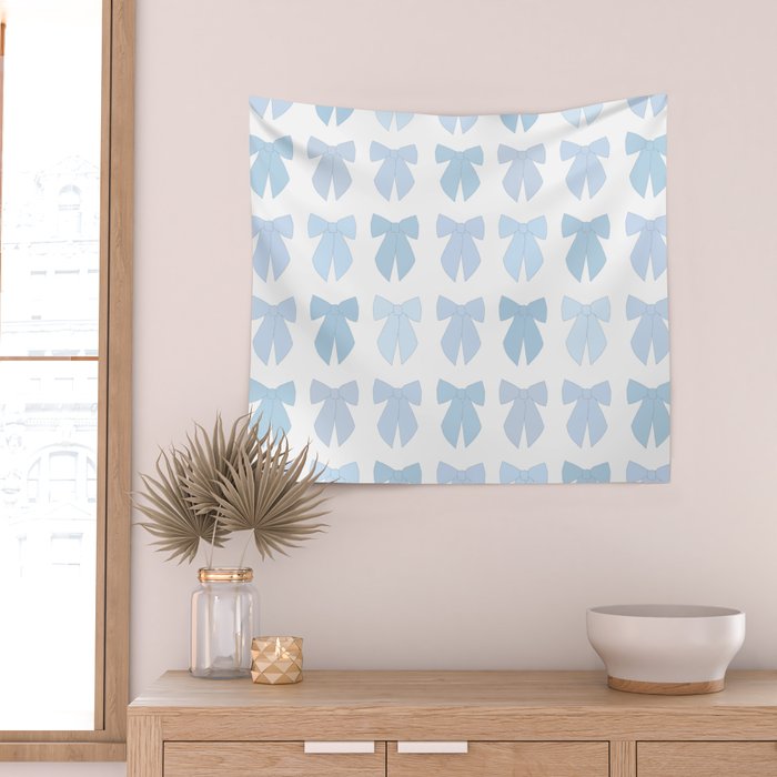 Blue Bows Preppy Coquette Wall Tapestry Gallery Image 2