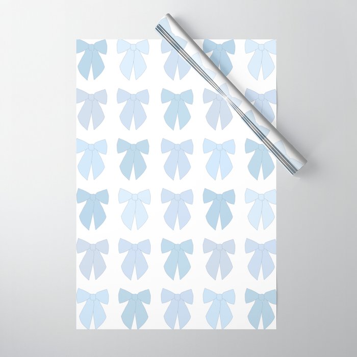 Blue Bows Preppy Coquette Wrapping Paper Gallery Image 1
