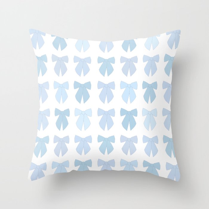 Blue Bows Preppy Coquette Throw Pillow Gallery Image 1