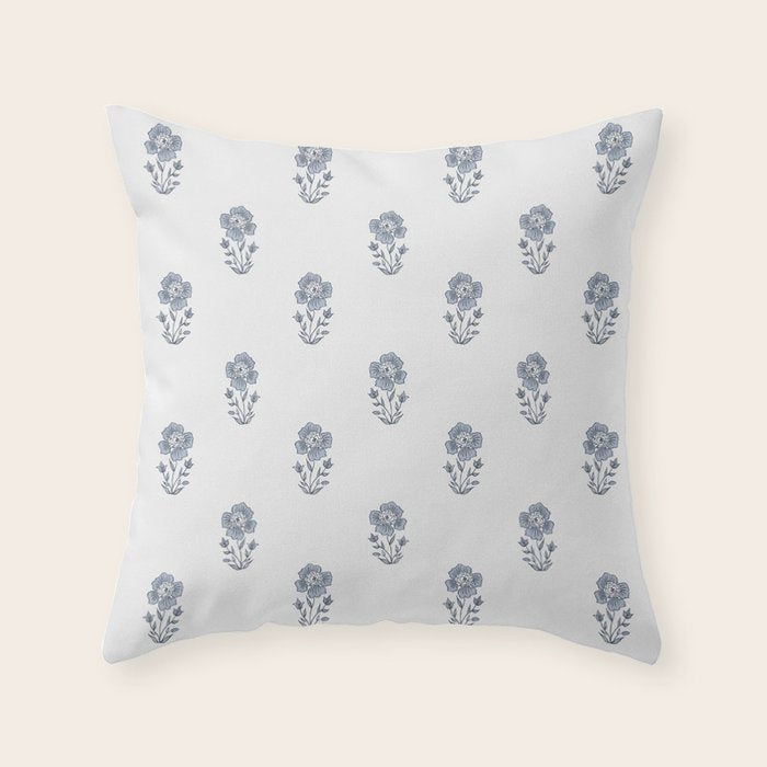 Hydrangea Block Print Throw Pillow Gallery Image 1