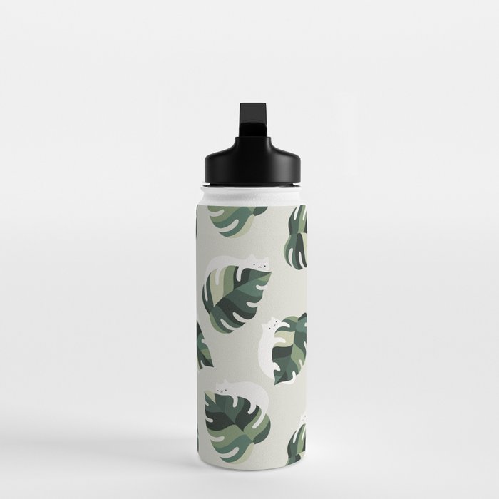 Cat and Plant Pattern 3 Water Bottle Gallery Image 3