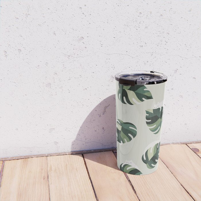 Cat and Plant Pattern 3 Travel Mug Gallery Image 4