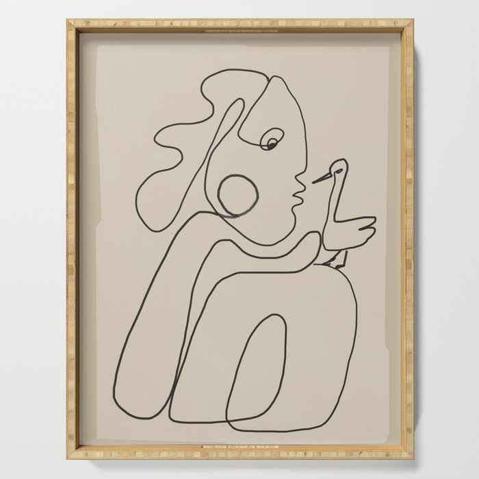 Gentle Abstract Line 5 Serving Tray Gallery Image 1