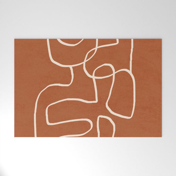 Abstract line art 15 Terracotta Welcome Mat Gallery Image 1