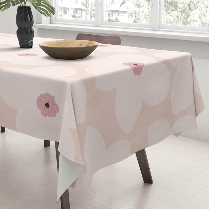 Blush Pink Retro Flower Tablecloth Gallery Image 3