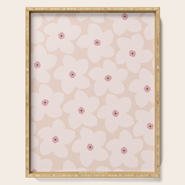Blush Pink Retro Flower Serving Tray Gallery Image 1