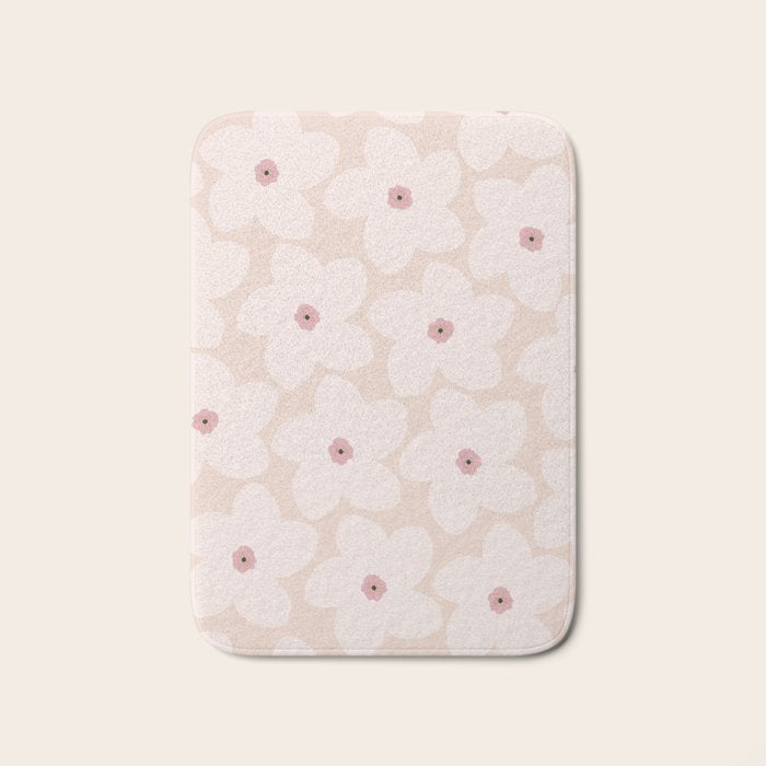 Blush Pink Retro Flower Bath Mat Gallery Image 1