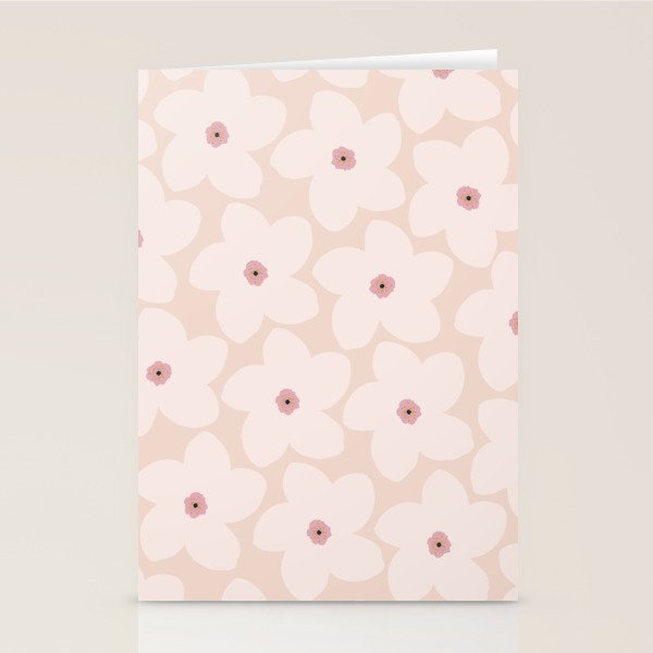 Blush Pink Retro Flower Stationery Card Gallery Image 1