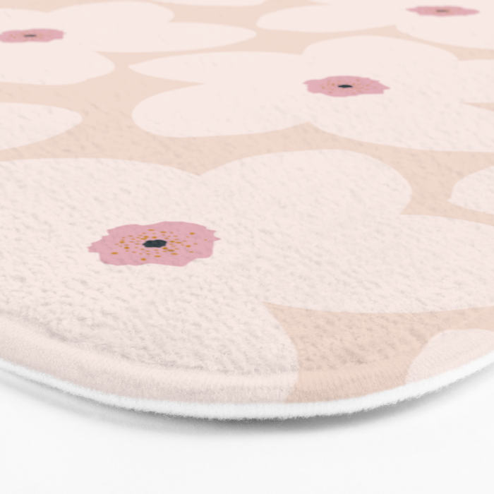 Blush Pink Retro Flower Bath Mat Gallery Image 3
