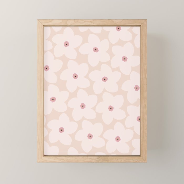Blush Pink Retro Flower Mini Art Print Gallery Image 1