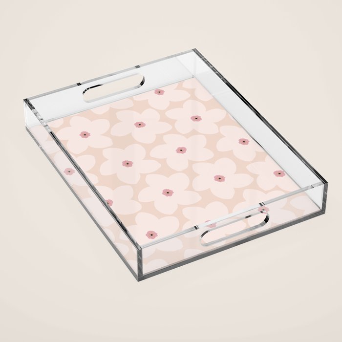 Blush Pink Retro Flower Acrylic Tray Gallery Image 1